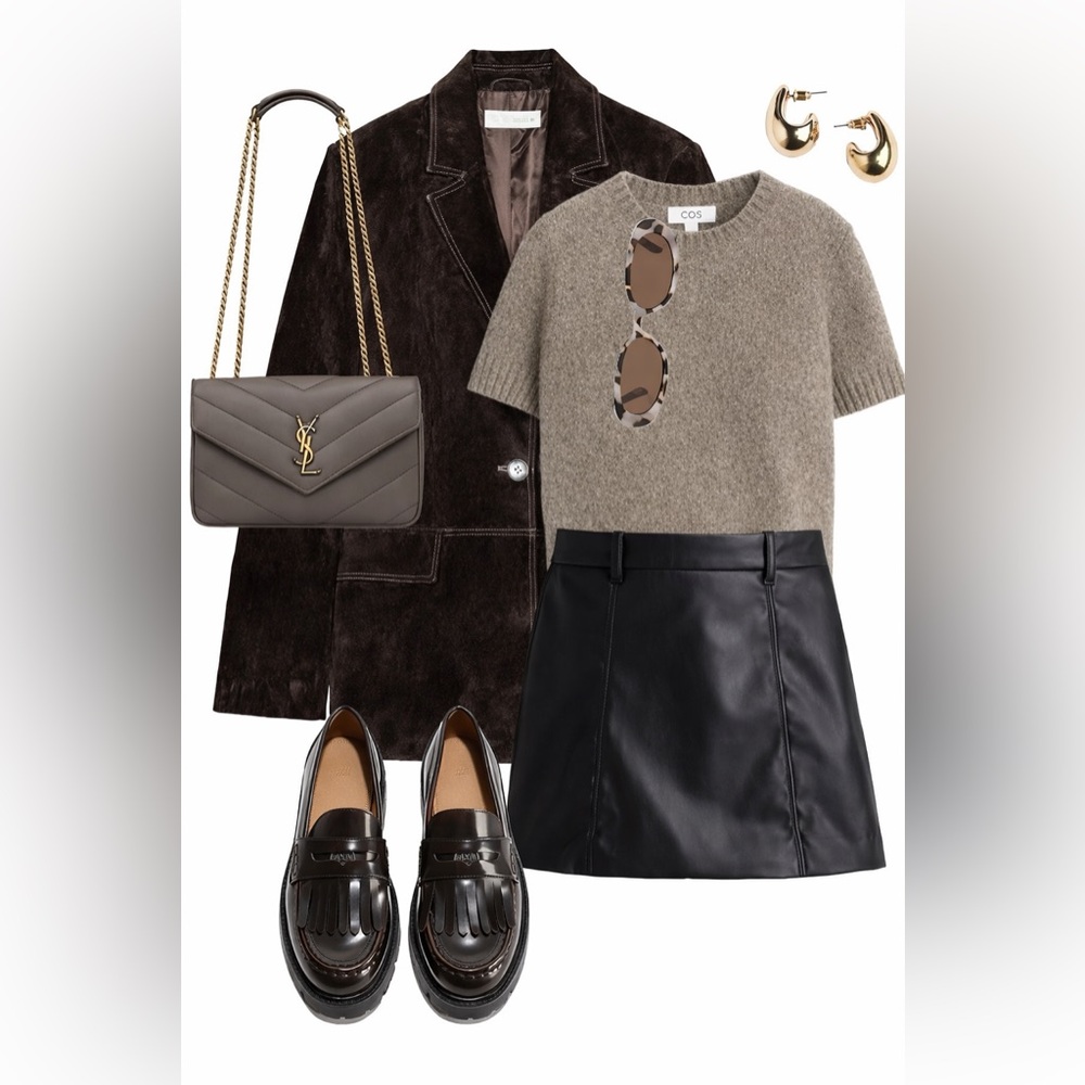 🖤 Black Faux Leather A-Line Mini Skirt